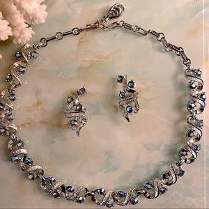 CORO Vintage AB Statement Chunky Chain Choker Necklace and Earrings